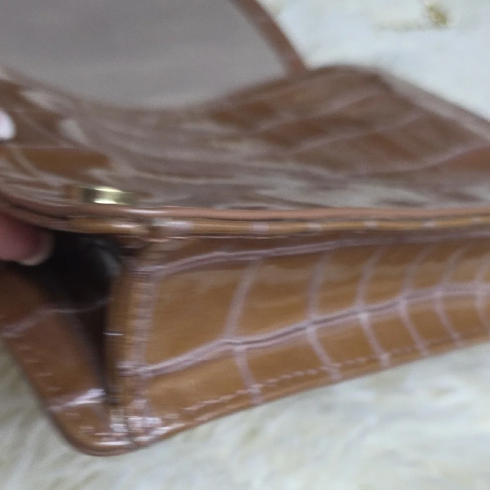 Talbots Tan Crocodile-Embossed Crossbody Bag